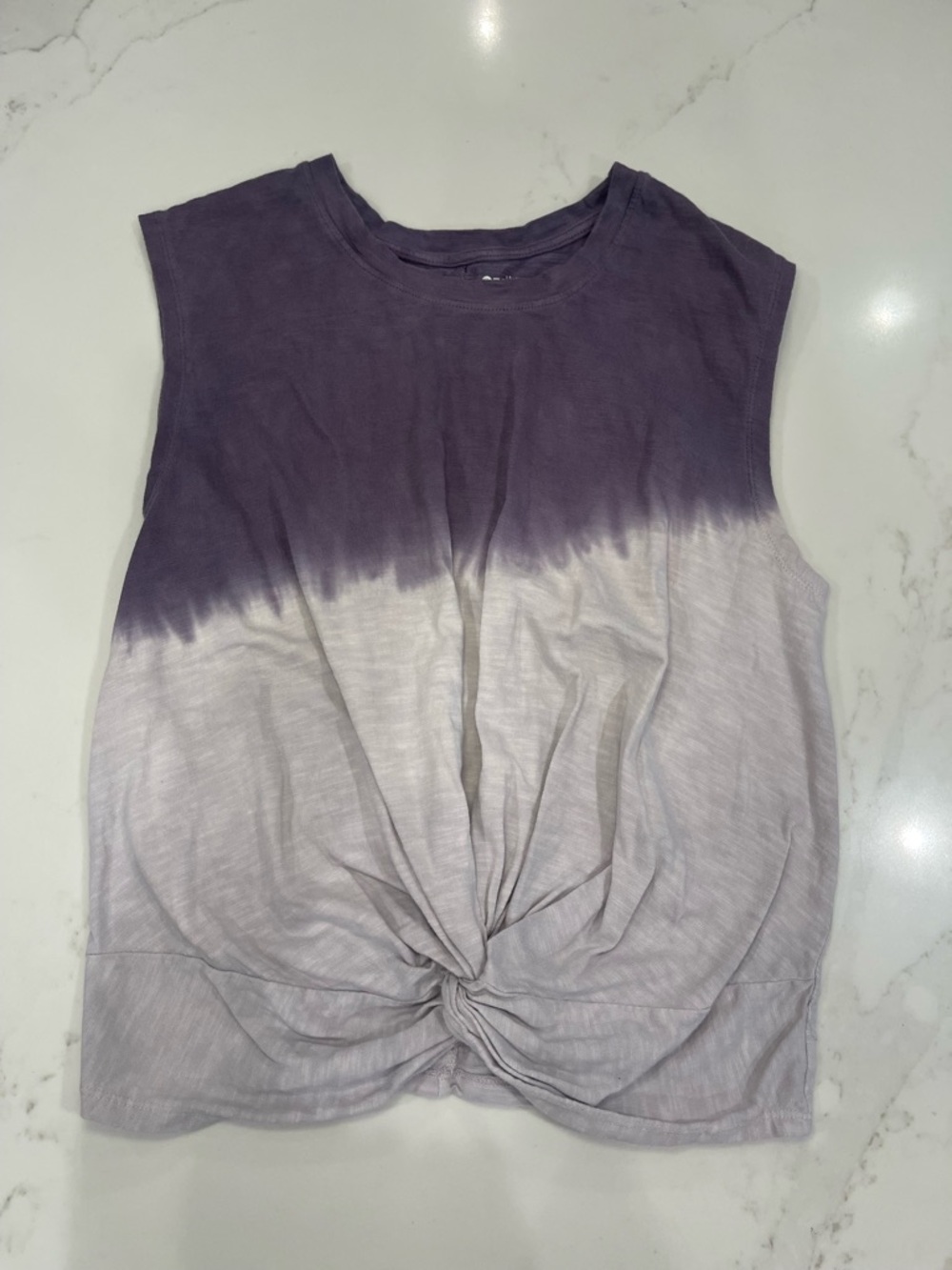 Sleeveless Purple/Navy/Light Blue Ombre Tie-Front Women's Top